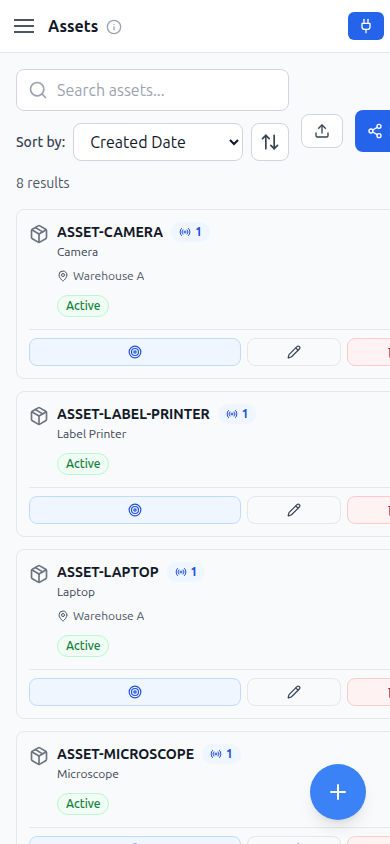 Assets mobile screenshot