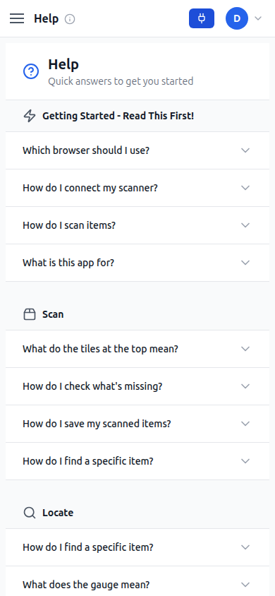 Help mobile screenshot