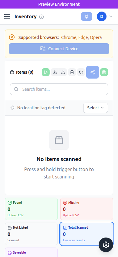 Inventory mobile screenshot