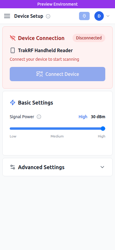 Settings mobile screenshot