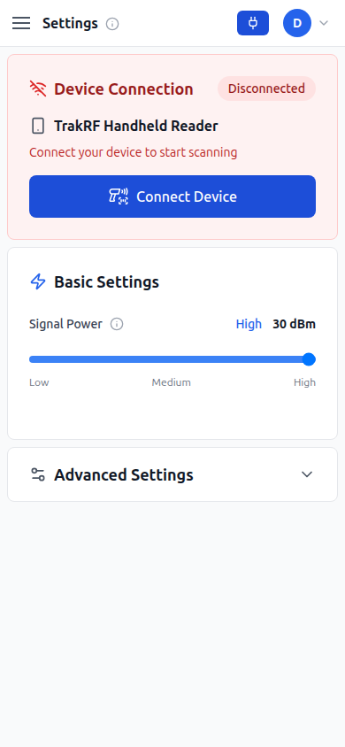 Settings mobile screenshot